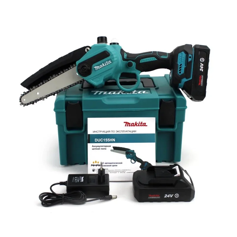 Акумуляторна міні-пила Makita DUC155HN (24V, 4AH) шина 15 см, з напівавтоматичним змащенням ланцюга, фото 1