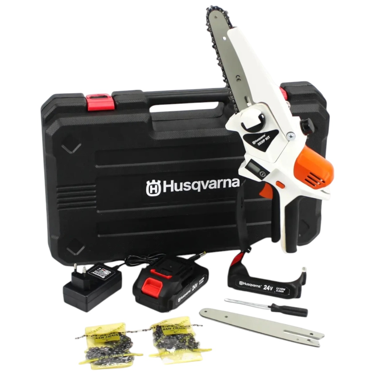 АКБ міні-пила Husqvarna 55iXP SET (24V 5AH) шина 15 см, дисплей та автоматичне змащення ланцюга, фото 1